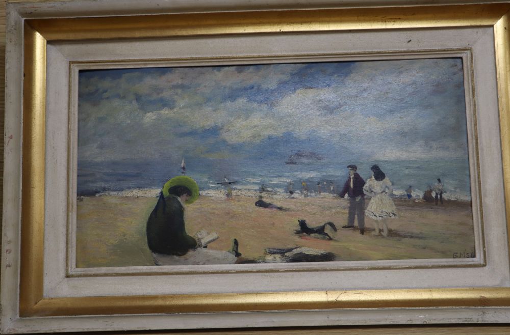 George Manchester (1922-1996), oil on board, Seascape, initialled and dated 56, 20 x 40cm
